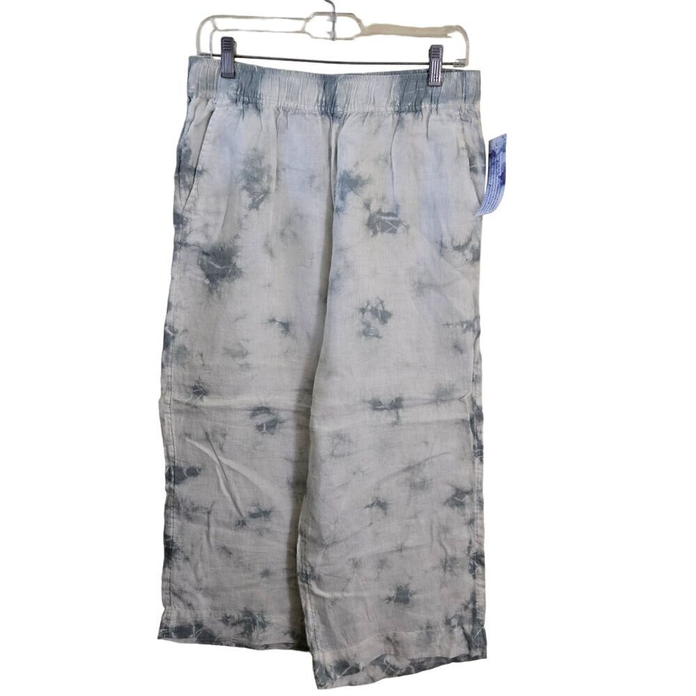 Rachel Zoe NWT100% Linen Cream Green Tie Dye Pull On Lagonlook Pants Size M